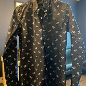 Navy Blue Shirt with Snake Prints